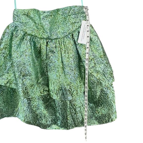 Dolls Kill Amylynn Sara Mini Dress M Green Brocade Bandeau Strapless Party NEW - Picture 6 of 14